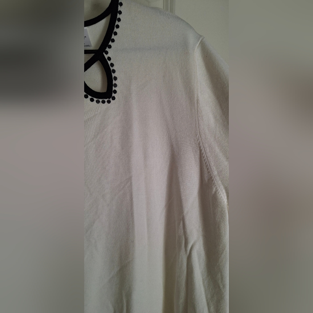 Alfred Dunner White Top with Black Trim Rayon/ Nylos XL Formal Party Church - Picture 6 of 10